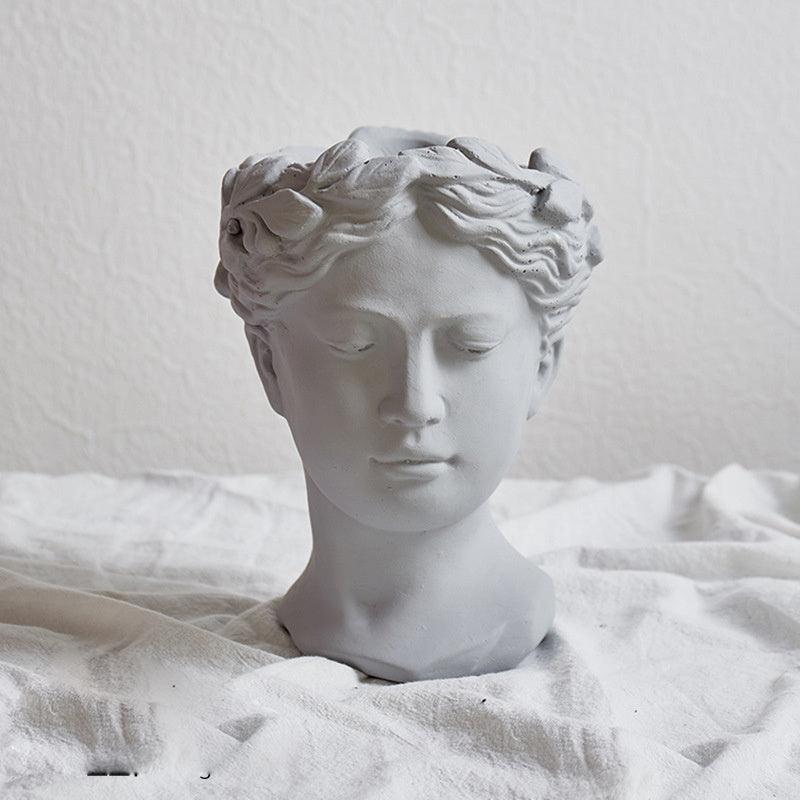 European Style Art Vase Cement Head Flower Pot - Pacisia