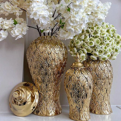 European Style Light Luxury Electroplated Ceramic Vase - Pacisia