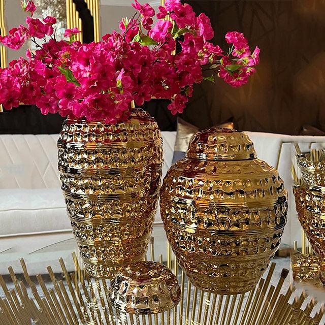 European Style Light Luxury Electroplated Ceramic Vase - Pacisia