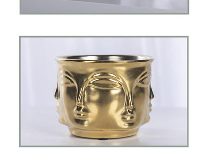 Electroplating Decoration Ceramic Electroplating Vase Ceramic Flower Pot Art Face Vase - Pacisia