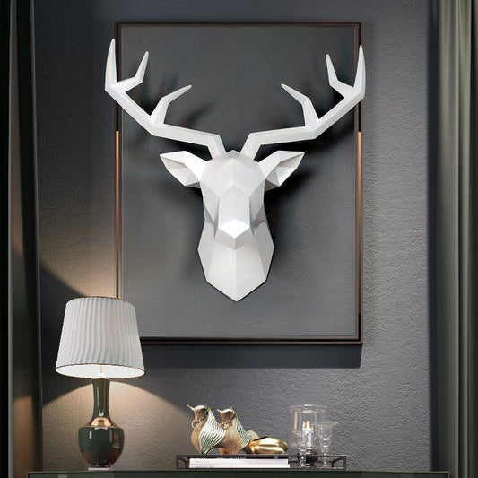 Family statue decoration accessories 34x28x14cm vintage antelope head sculpture abstract room wall decoration resin deer head statue - Pacisia