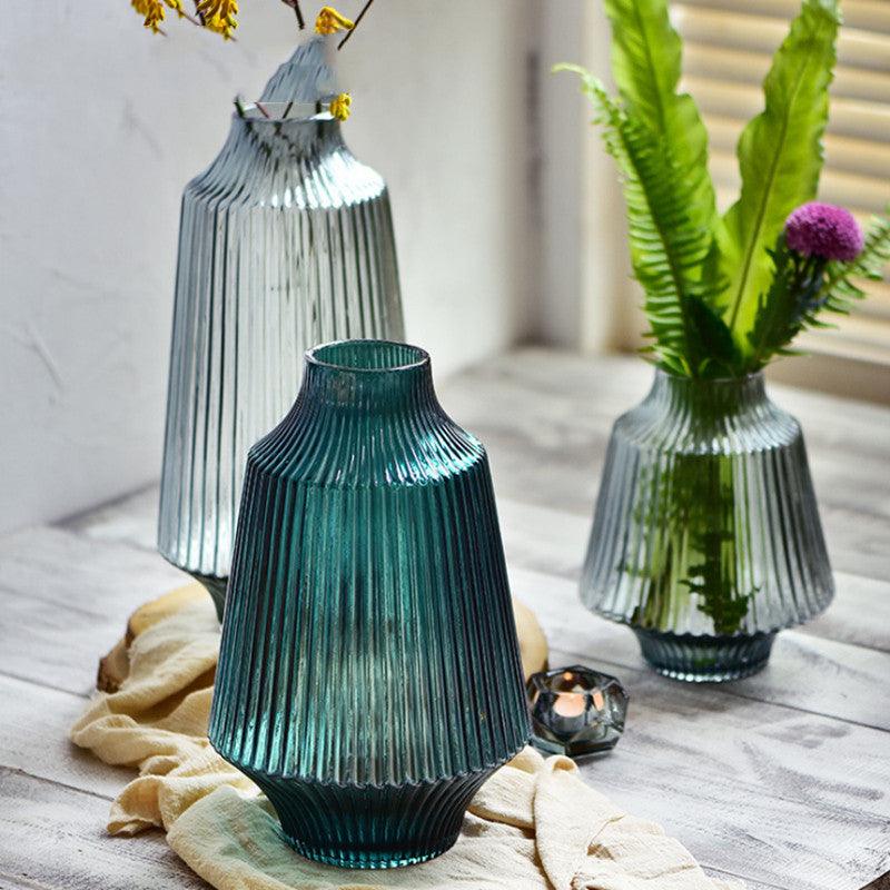 Fashion Creative Light Green Thread Light Luxury Glass Vase Decorations Flower Vase - Pacisia