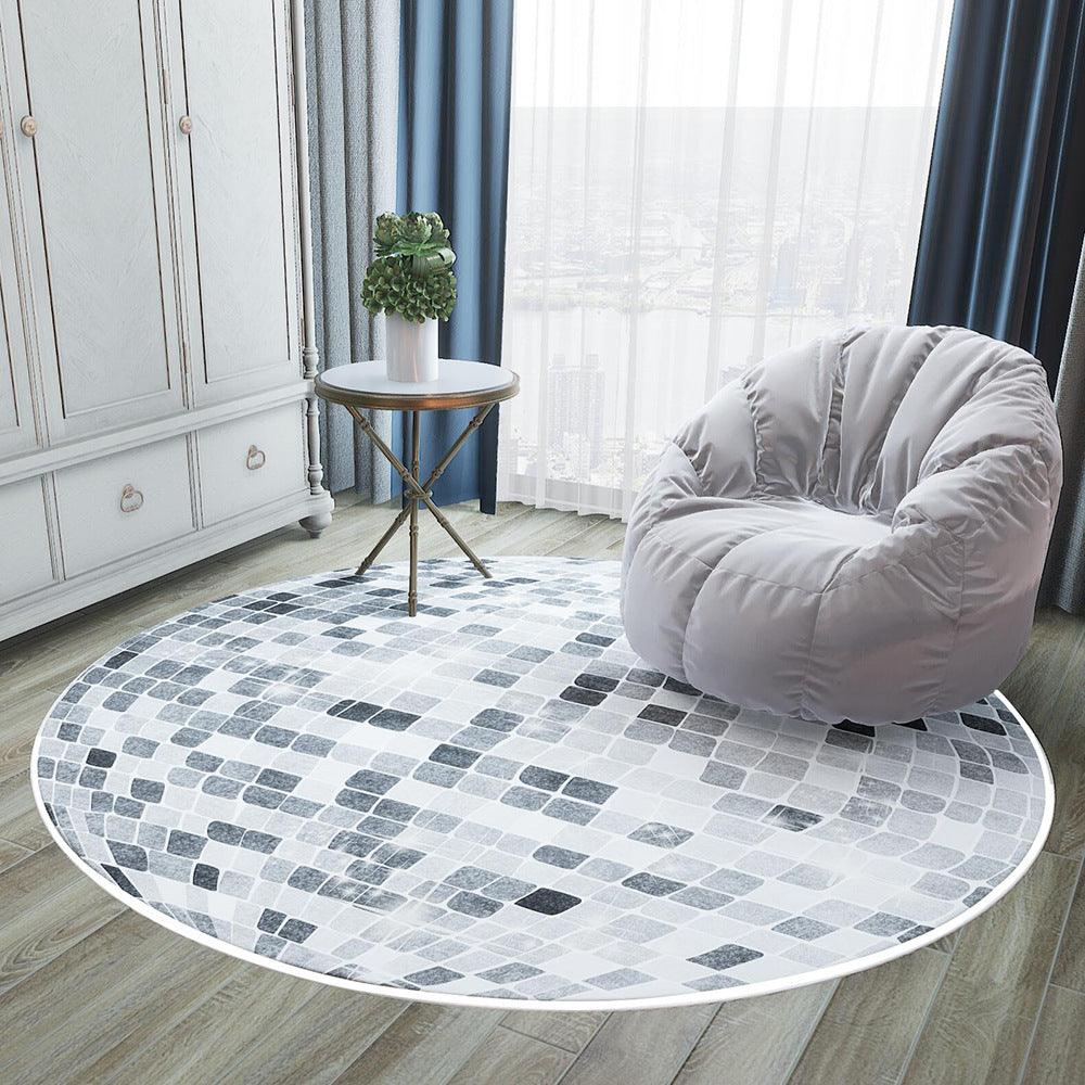 Fashion Personality Trend Disco Light Blue Gray Living Room Bedroom Non-slip Round Floor Mat Carpet - Pacisia