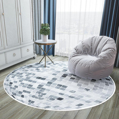 Fashion Personality Trend Disco Light Blue Gray Living Room Bedroom Non-slip Round Floor Mat Carpet - Pacisia