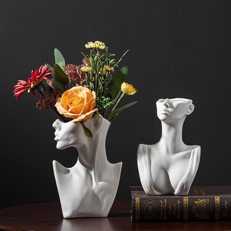 3D Vase Silicone Mold Abstract Style Face European Half Body Home Decoration Flower Arrangement Decoration Plaster - Pacisia