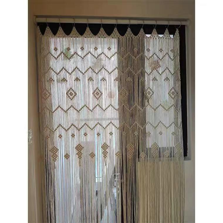 Finished Hoop Door Curtain Bohemian Tapestry Hand Woven Curtain European Style - Pacisia