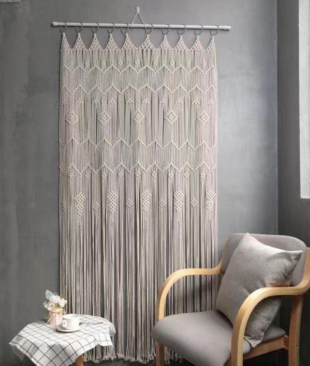 Finished Hoop Door Curtain Bohemian Tapestry Hand Woven Curtain European Style - Pacisia