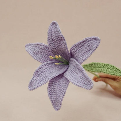 Finished Lily Flower Branch Handmade Wool Crocheted Artificial Flower - Pacisia