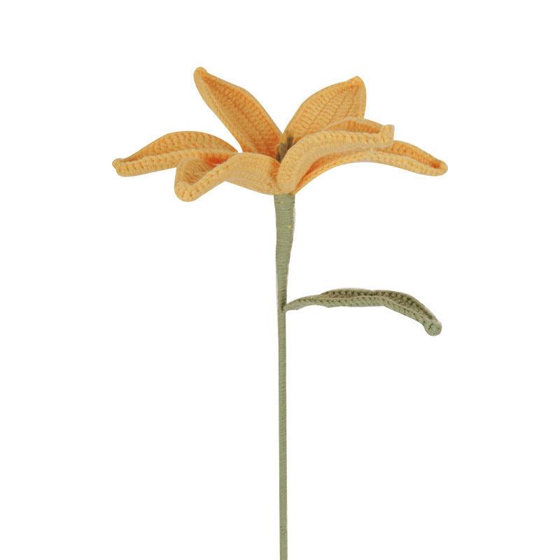 Finished Lily Flower Branch Handmade Wool Crocheted Artificial Flower - Pacisia