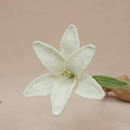 Finished Lily Flower Branch Handmade Wool Crocheted Artificial Flower - Pacisia