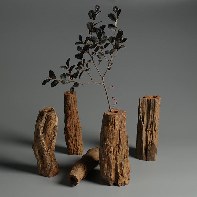 Flower Arrangement With Dead Wood Landscape Ornaments Ornaments Solid Wood Small Vase - Pacisia