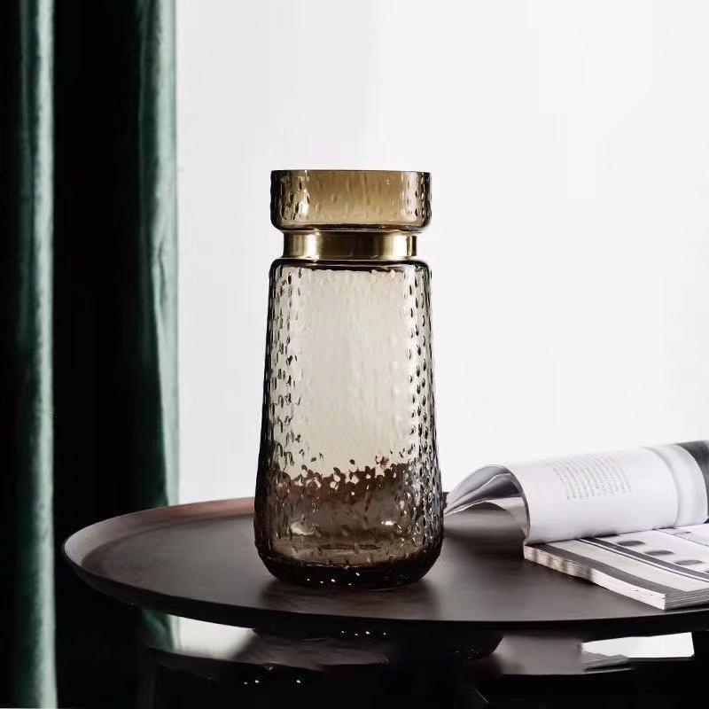 Flower Dot Texture Blue Vase Glass Bottle - Pacisia