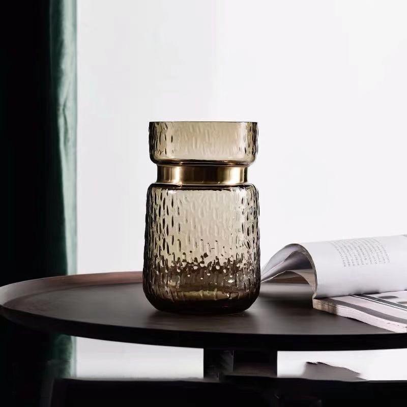 Flower Dot Texture Blue Vase Glass Bottle - Pacisia