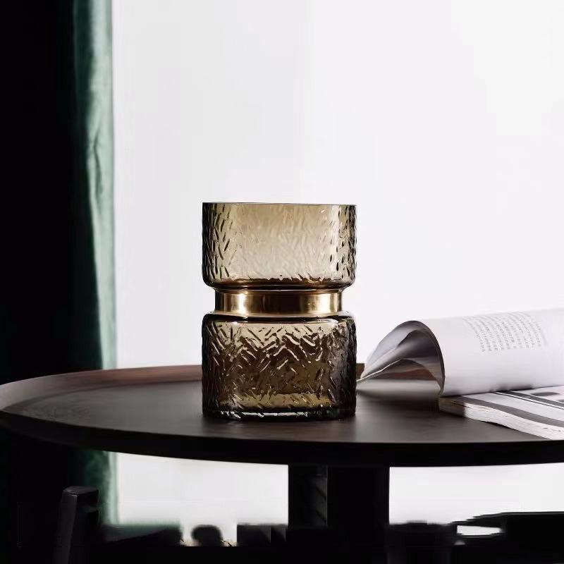 Flower Dot Texture Blue Vase Glass Bottle - Pacisia