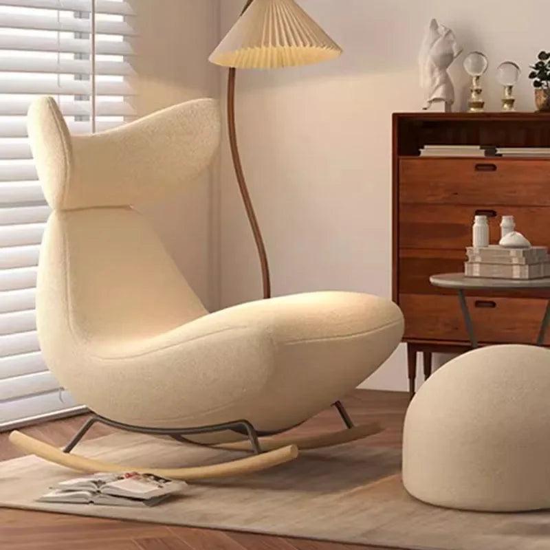 Fluffy White Living Room Chair Elastic Modern Nordic Lounge Living Room Chair Lazy Rocking Meubles De Salon Home Furniture - Pacisia