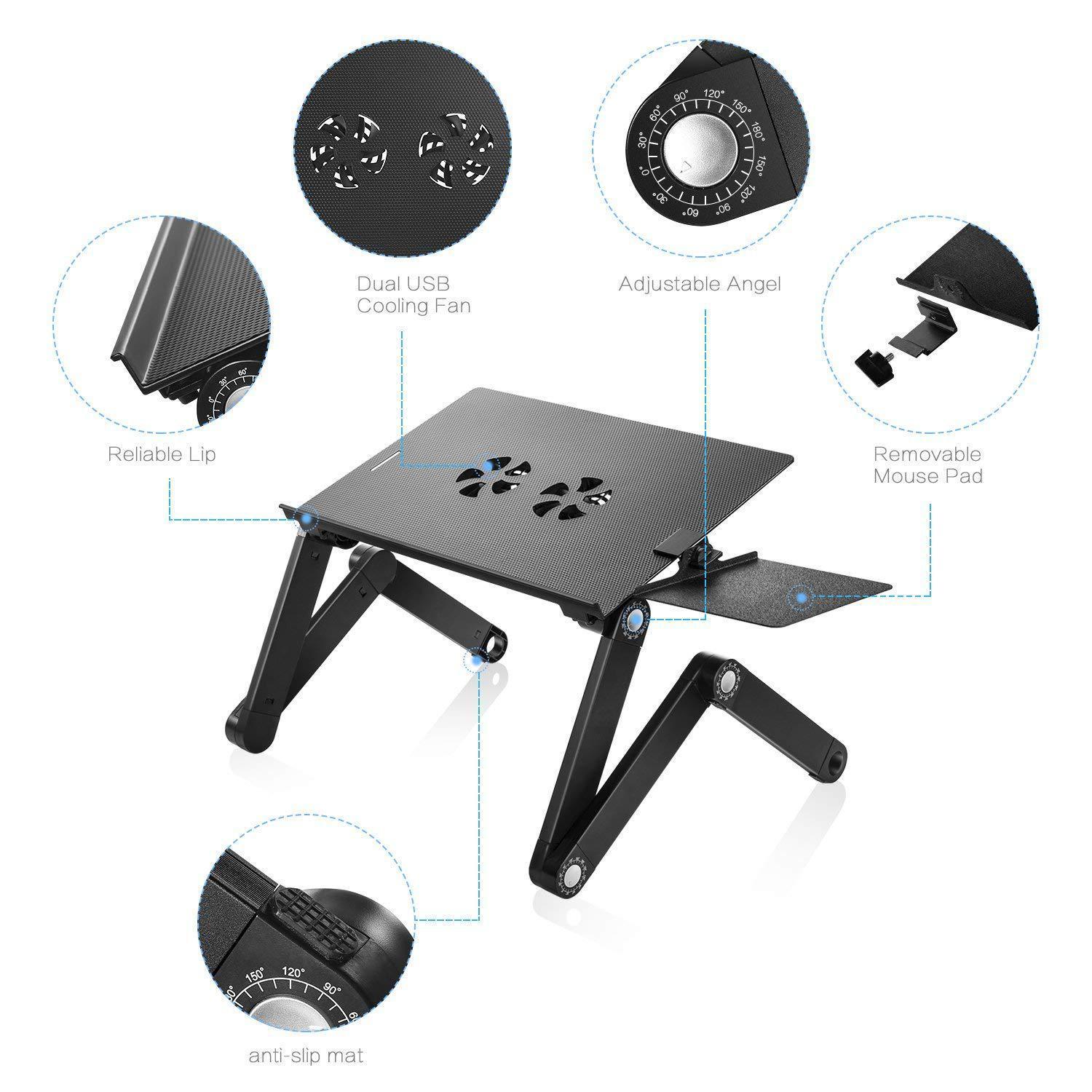Folding Computer Desk Notebook Computer Stable With Double Fan - Pacisia