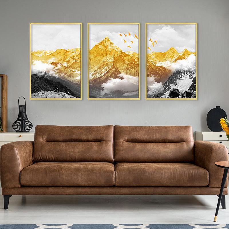 Framed and Unframed Decorative Canvas Wall Art - Golden Mountain Landscape - Pacisia