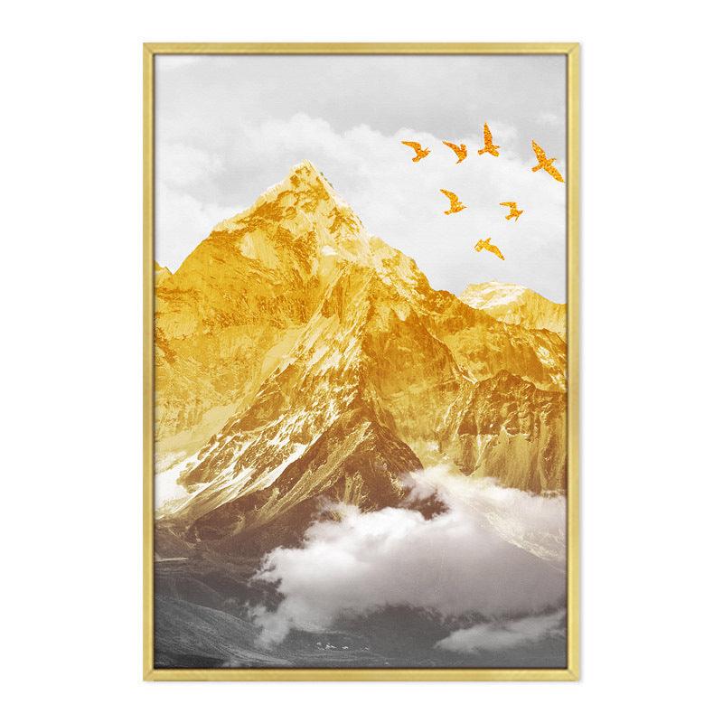 Framed and Unframed Decorative Canvas Wall Art - Golden Mountain Landscape - Pacisia