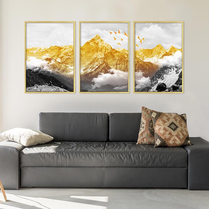 Framed and Unframed Decorative Canvas Wall Art - Golden Mountain Landscape - Pacisia