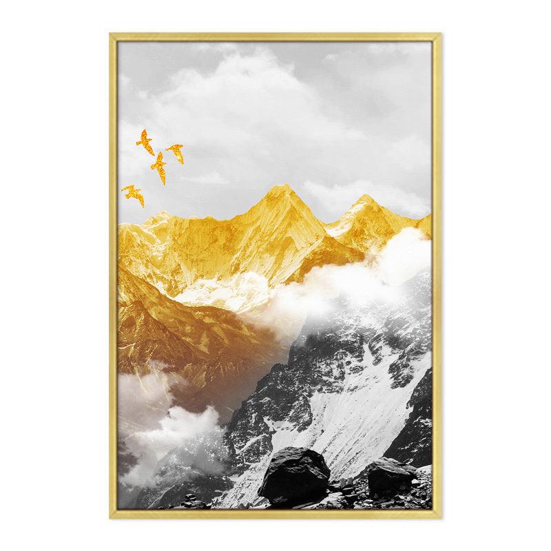 Framed and Unframed Decorative Canvas Wall Art - Golden Mountain Landscape - Pacisia