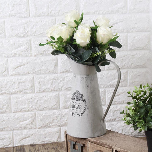 French Country Tin Bucket Vase - Pacisia