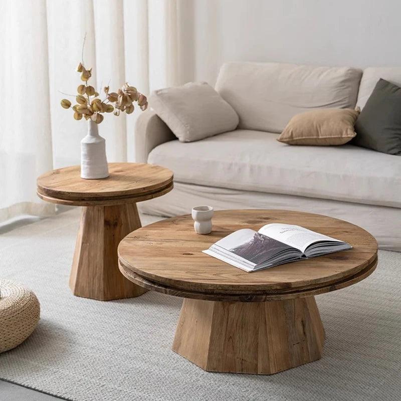 French Vintage Traditional Coffee Table Wooden Kitchen Korea Low Side Table Antique Round Arredamento Living Room Accessories - Pacisia