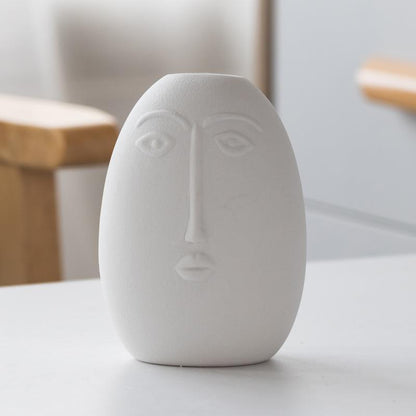 Frosted Abstract Human Art Head Ceramic Vase - Pacisia