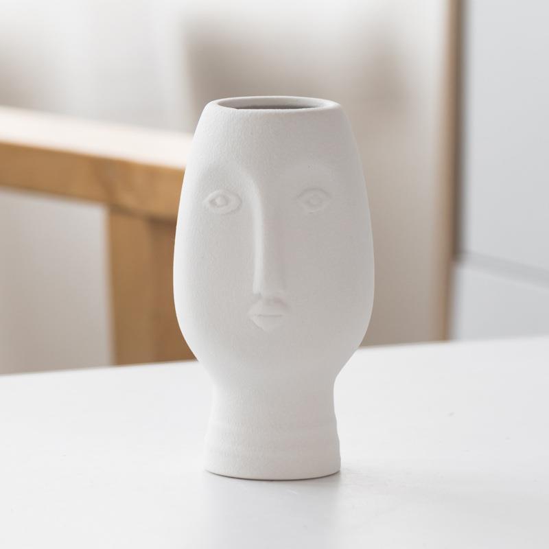 Frosted Abstract Human Art Head Ceramic Vase - Pacisia