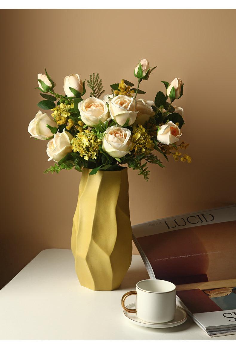 Frosted Cylindrical Polygonal Rhombus Irregular Surface Nordic Style Simple Vase - Pacisia