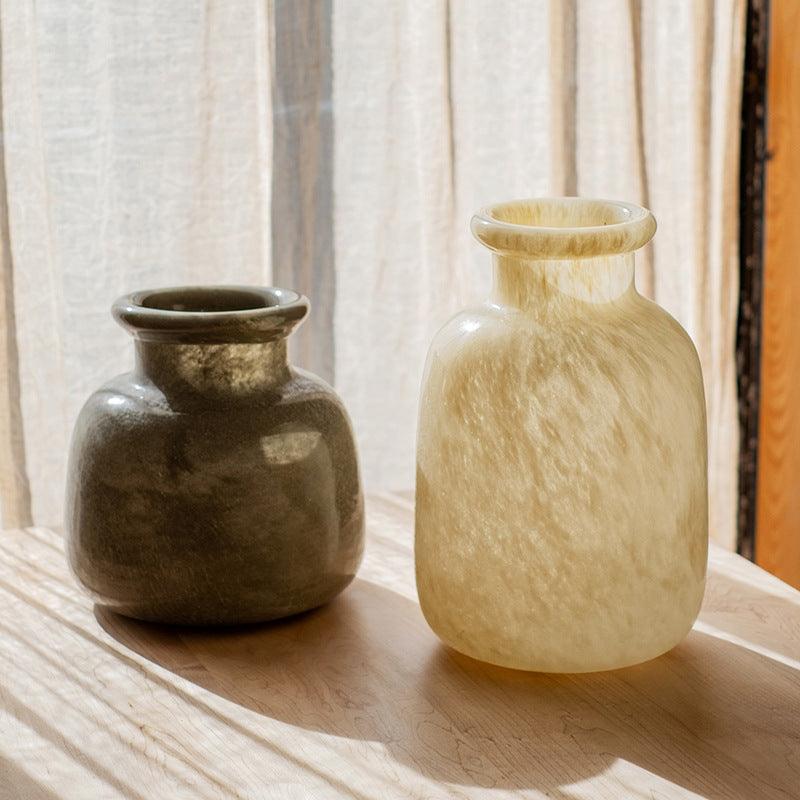 Frosted Matte Light Luxury Glass Large Vase - Pacisia