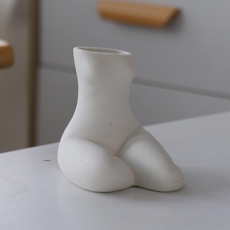 Frosted Sitting Dress Abstract Human Personality Ceramic Vase - Pacisia