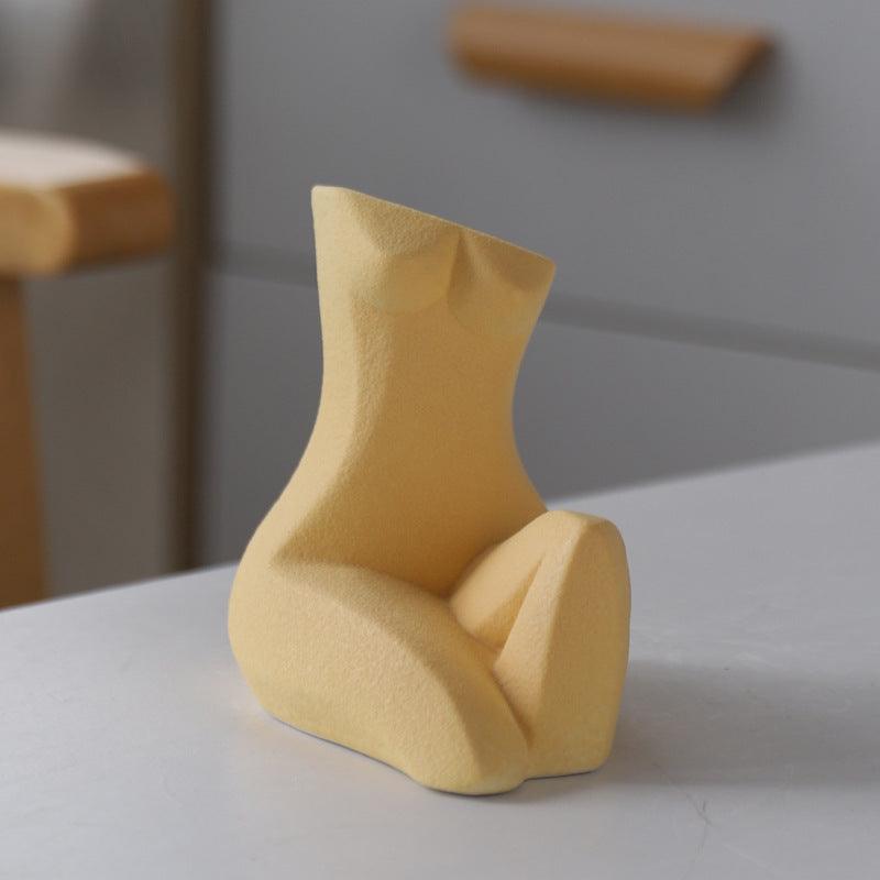 Frosted Sitting Dress Abstract Human Personality Ceramic Vase - Pacisia