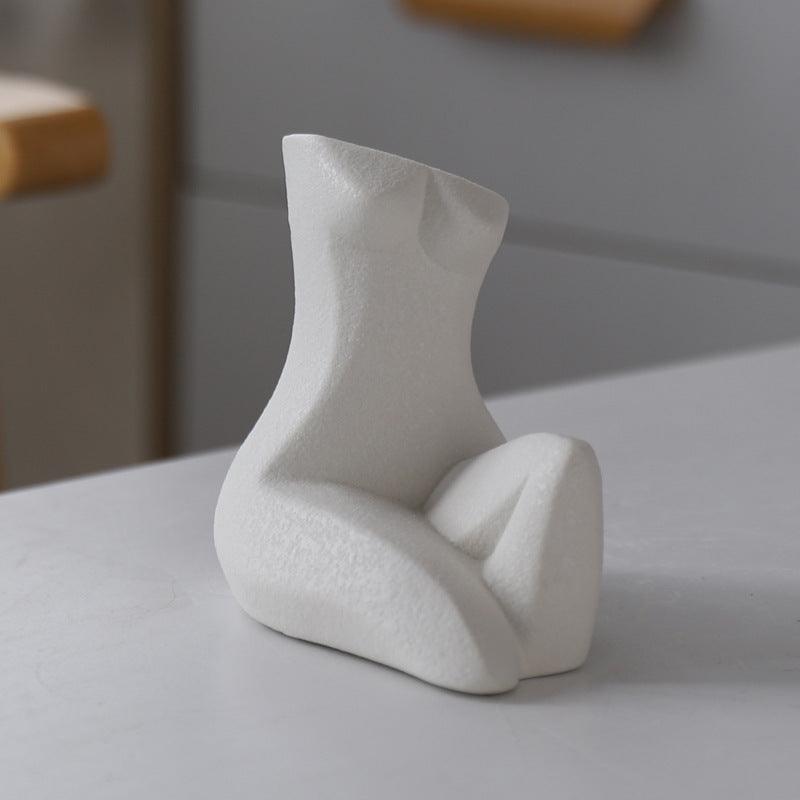 Frosted Sitting Dress Abstract Human Personality Ceramic Vase - Pacisia