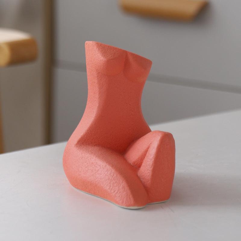 Frosted Sitting Dress Abstract Human Personality Ceramic Vase - Pacisia