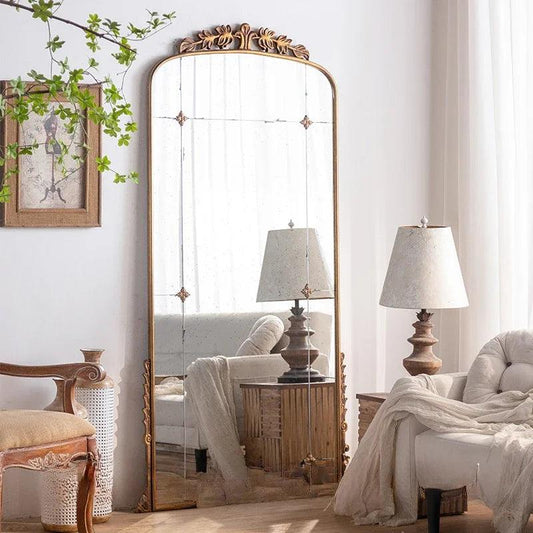 Full Body Standing Mirror Gold Luxury Floor Mirrors Arts Irregular House Decor Aesthetic Room Espejos Decoration Cabinets Large - Pacisia