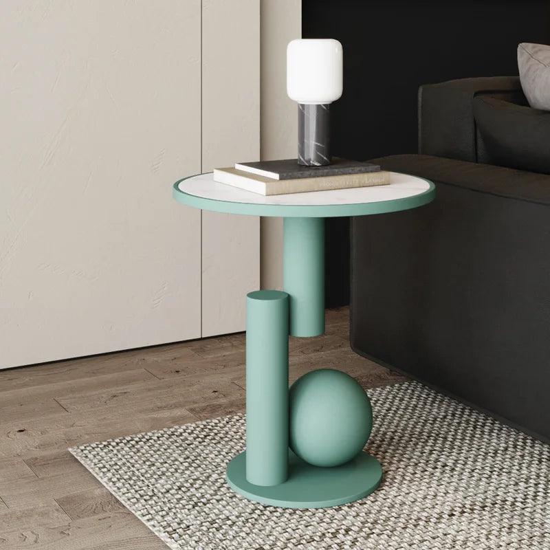 FULLLOVE Light Luxury Modern Bedside Table Bedroom Simple Furniture Sofa Wrought Iron Tea Table Ins Wind Rock Board Side Table - Pacisia