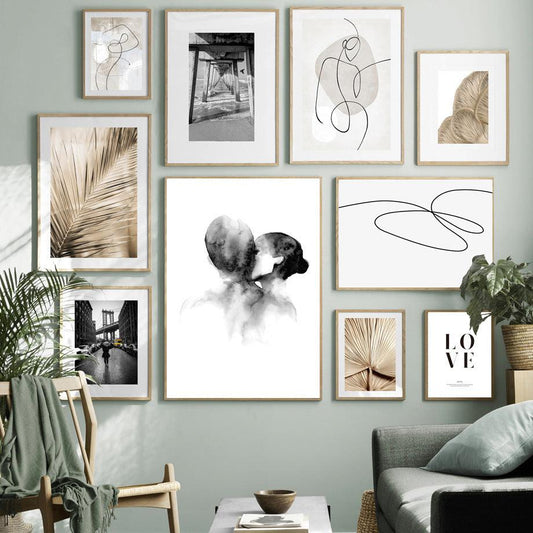 Geometric Abstraction Canvas Art Set - Modern Minimalist Wall Decor for Living Room and Bedroom - Pacisia