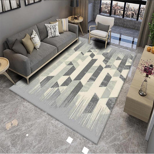 Geometric Pattern Simple Striped Crystal Velvet Living Room Carpet - Pacisia