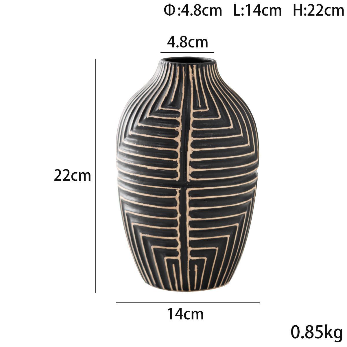 Geometric Ray Ceramic Vase New Chinese Style - Pacisia