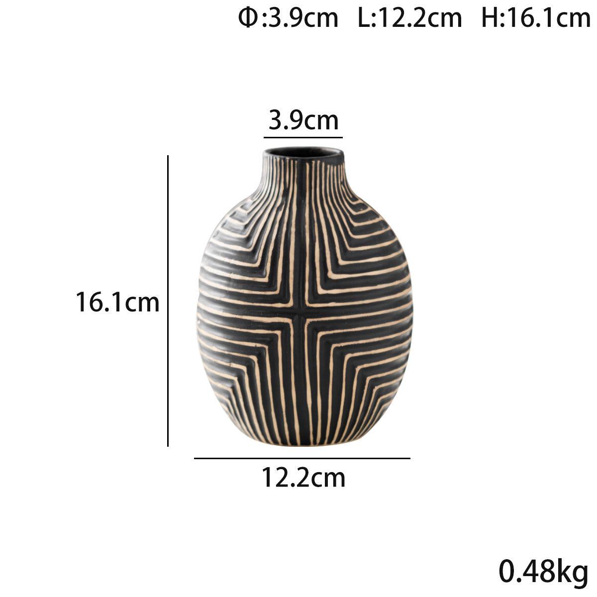 Geometric Ray Ceramic Vase New Chinese Style - Pacisia