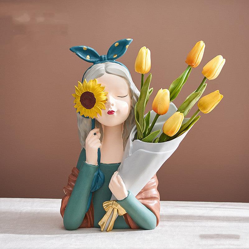 Home Decor Girl Figurine Resin Sculpture Abstract Art Room Decor Nordic Decoration Home Living Room Decoration Accessories Gifts - Pacisia