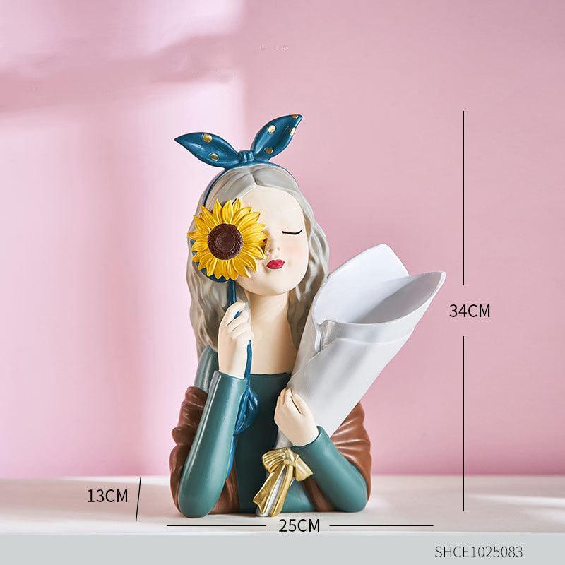 Home Decor Girl Figurine Resin Sculpture Abstract Art Room Decor Nordic Decoration Home Living Room Decoration Accessories Gifts - Pacisia