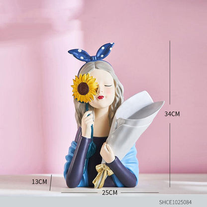 Home Decor Girl Figurine Resin Sculpture Abstract Art Room Decor Nordic Decoration Home Living Room Decoration Accessories Gifts - Pacisia