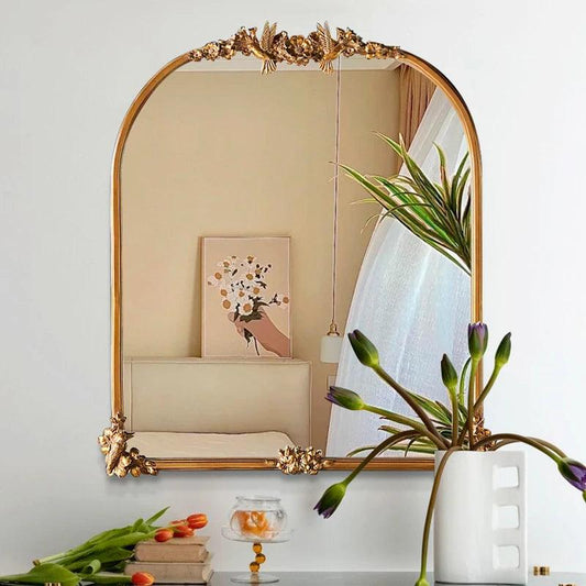 Girls Makeup Mirrors Print Vintage Gold Macrame Mirrors Bathroom Aesthetic Irregular Decoracion Para El Hogar Decoration Home - Pacisia