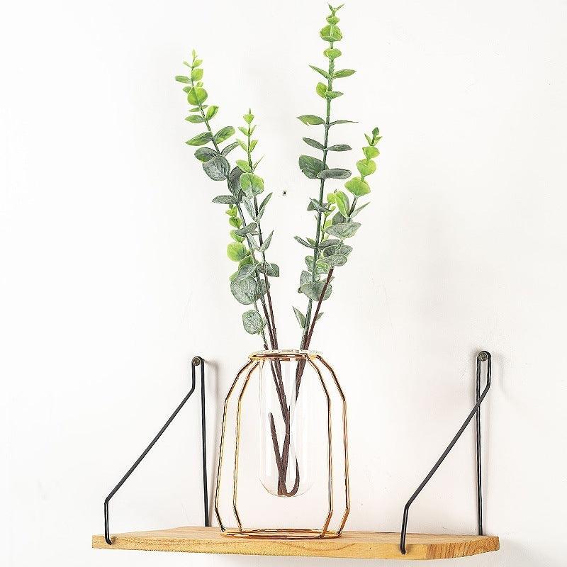 Glass Hydroponic Wire Metal Geometric Wrought Iron Vase - Pacisia