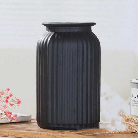 Glass Vase Ins Nordic Black Frosted Craft Vase Home Style Decoration Home Decoration Should Be Simple And Modern - Pacisia