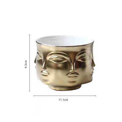 Glazed Black Gold Lips Human Face Ceramic Vase Creative Vase - Pacisia