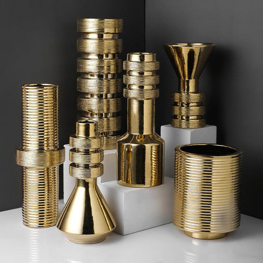 Gold And Silver Color Ceramic Vase Decoration Home Decoration - Pacisia