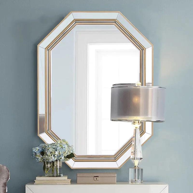 Gold Frame Hanging Mirrors Makeup Bedroom Large Korean Mirrors Irregular Aesthetic Espelhos Decorativos Home Accessories - Pacisia