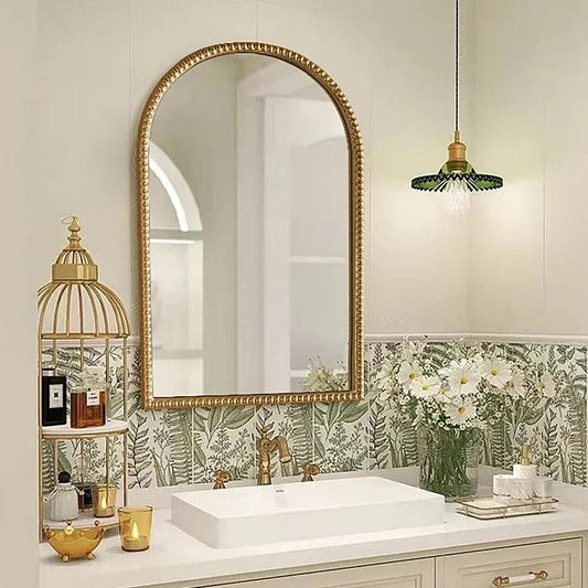 Gold Frame Irregular Mirrors Vintage Living Room Hanging Makeup Mirrors Wall Korean Espelhos Decorativos Decoration Home - Pacisia